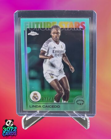 Linda Caicedo /199<br>
2025 Topps Chrome<br>
Real Madrid
