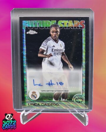 Linda Caicedo auto /10<br>
2025 Topps Chrome<br>
Real Madrid