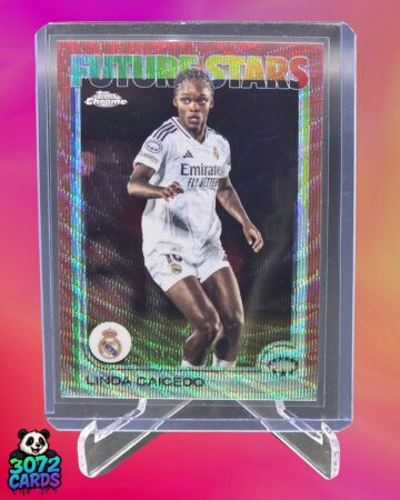 Linda Caicedo refractor /50 jersey number<br>
2025 Topps Chrome<br>
Real Madrid