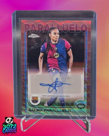 Salma Paralluelo auto /50 refractor<br>
2025 Topps Chrome<br>
Barcelona